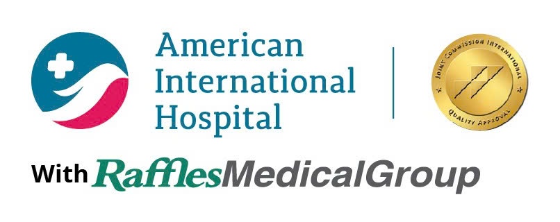 American International Hospital Logo with Raffles Medical Group